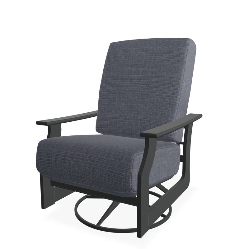 St. Catherine Marine Grade Polymer Deep Seating Cushion Swivel Rocker, Graphite, Proven Denim