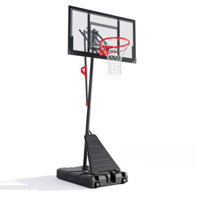 Système de panier de basketball extérieur réglable en hauteur (panneau arrière en polycarbonate de 44 po) - Noir