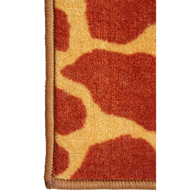 Tapis orange à imprimé animal, Tapis de couloir 6 pi x 20 pi