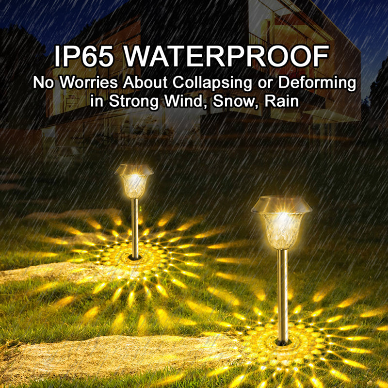 Set of 4 Stainless Steel Solar LED Pathway Lights