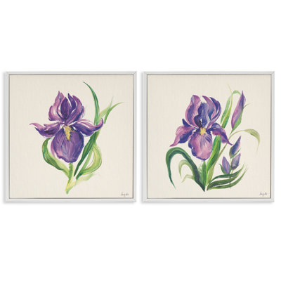 Purple Iris in Bloom 2 PC Giclee Art Set by Kristy Rice
