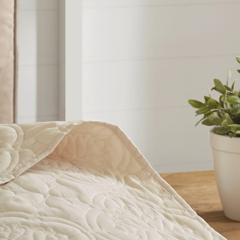 Couvre-lit réversible 3 pièces crème grand - microfibre, motif enchanteur, drapé surdimensionné, 2 taies décoratives, lavable facilement, matériau en microfibre, médaillon ravissant, assorti facile à laver