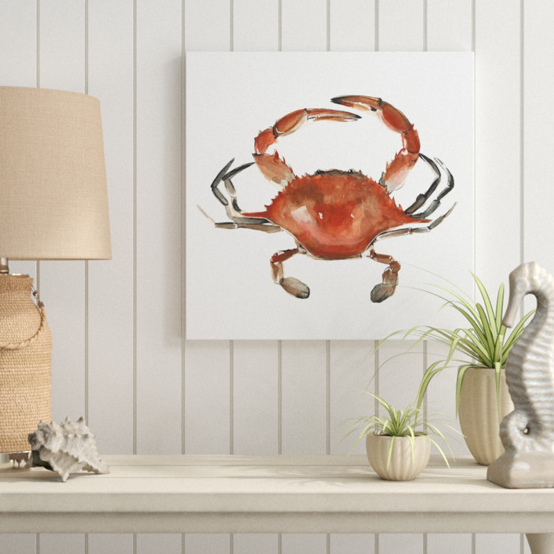 «Watercolor Crab I», peinture sur toile, H 20 po x l 20 po