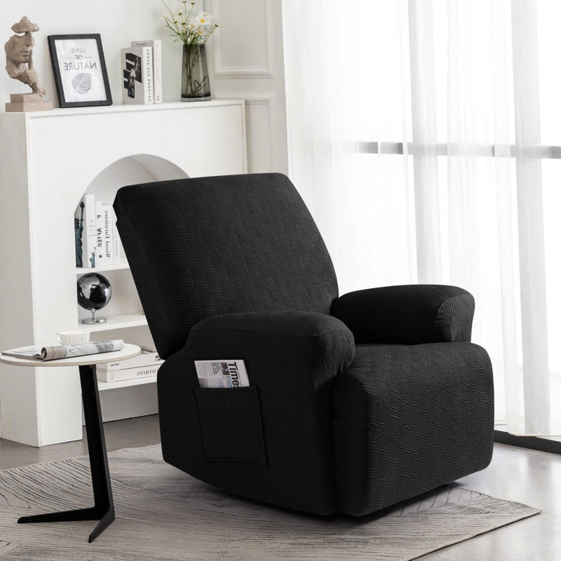 Housse pour fauteuil inclinable extensible Wald, Mélange de polyester noir / coton