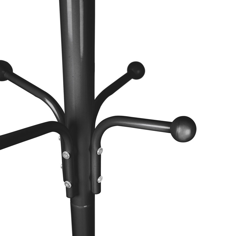 Free Standing Steel Coat Rack - Tubular Tree Stand with Multiple Hanging Hooks, Black