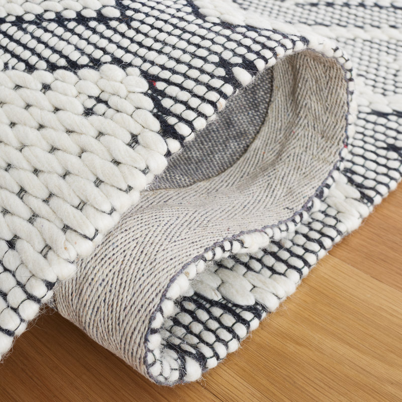 Tapis géométrique en laine / coton tissé à la main Allyx, Carré 6 pi