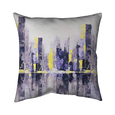 Abstract purple city - 20"x20" Outdoors Throw pillow - Spun poly - Print on demand