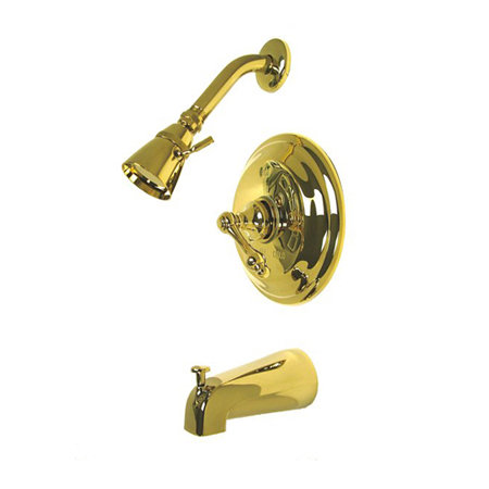 Vintage Thermostatic Pressure Balanced Tub and Shower Faucet with Metal Lever Handles, Polished Brass
