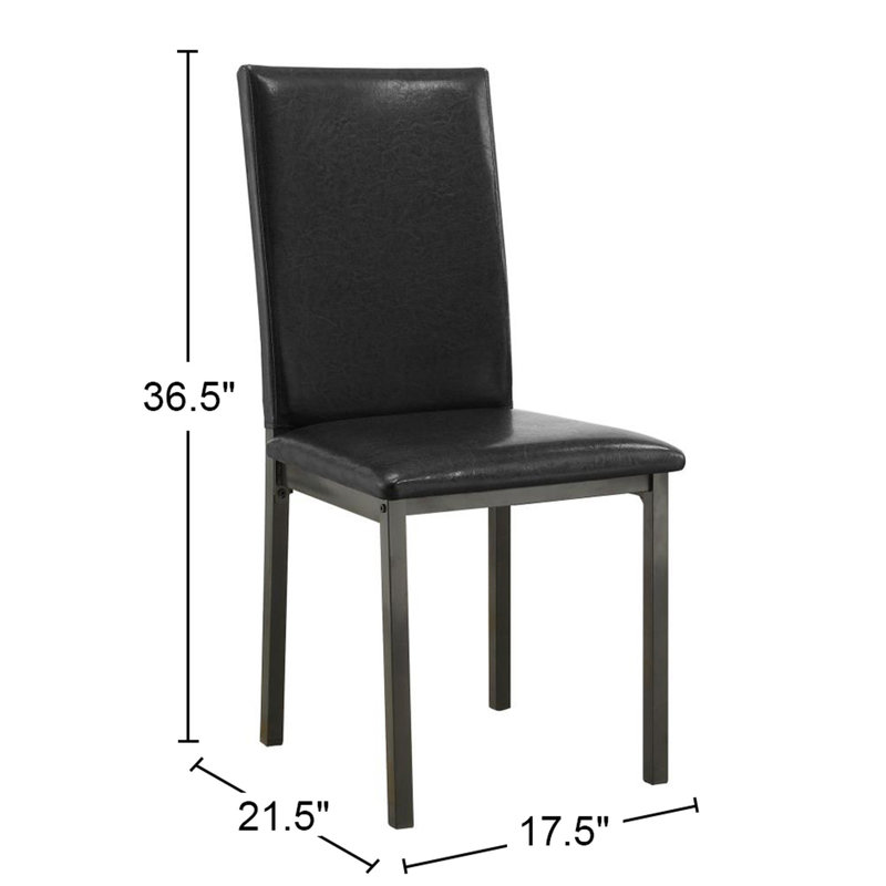 2 chaises de salle à manger rembourrées noires de style transitionnel moderne pour 2 avec finition attrayante