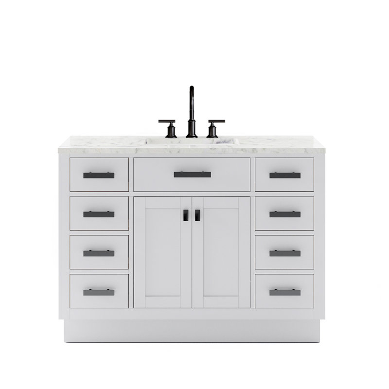Meuble-lavabo de comptoir en marbre blanc pur Carrara de 48 po Hartford