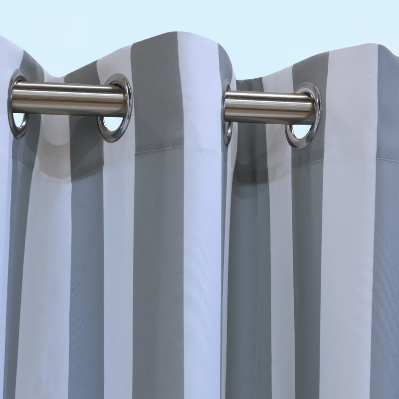 Panneau de rideau d'extérieur simple diaphane rayé avec œillets Arielle, l 50 po x L 84 po, Gris foncé