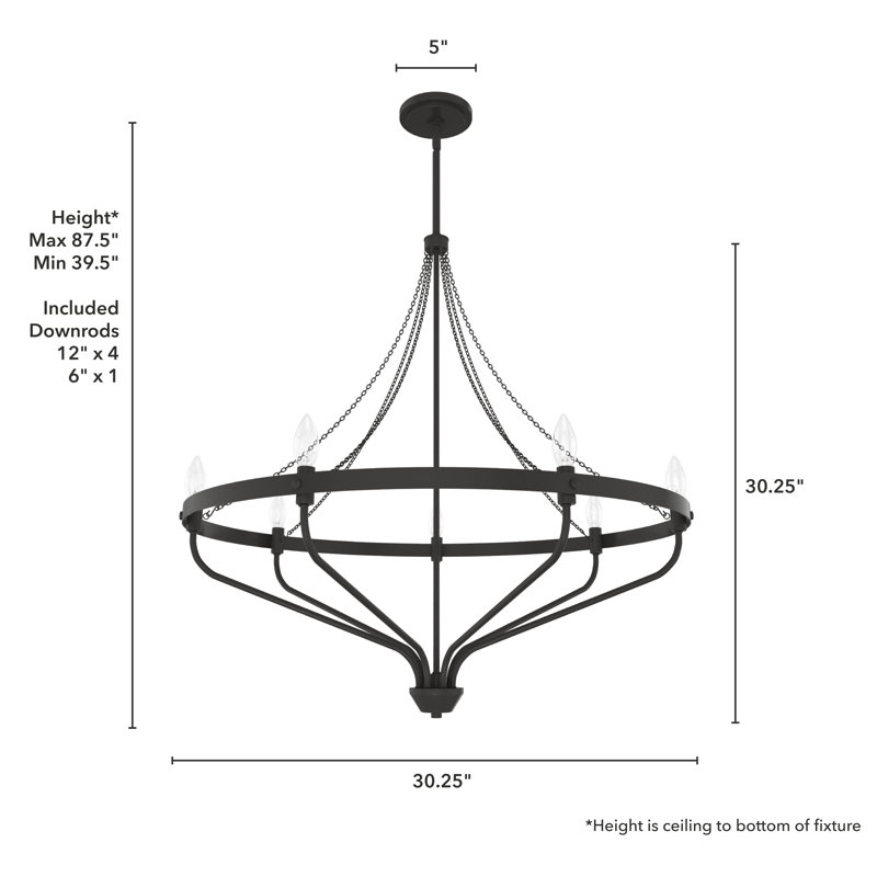 Hunter Merlin 7 Light Chandelier Ceiling Light Fixture, Noble Bronze