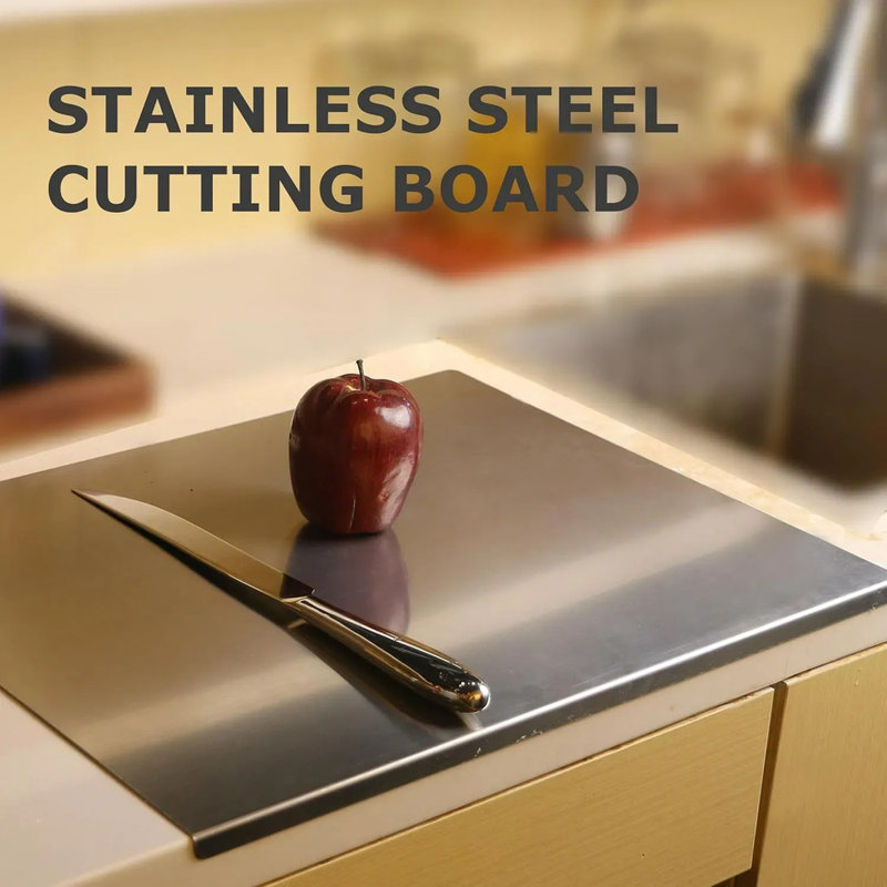 Planche à découper en acier inoxydable pour la cuisine - grandes planches à découper 304, convenant à la viande, aux légumes, au pain et à la cuisson, accessoires de cuisine
