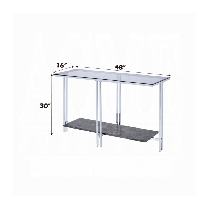 ACME Liddell Sofa Table, Chrome & Glass