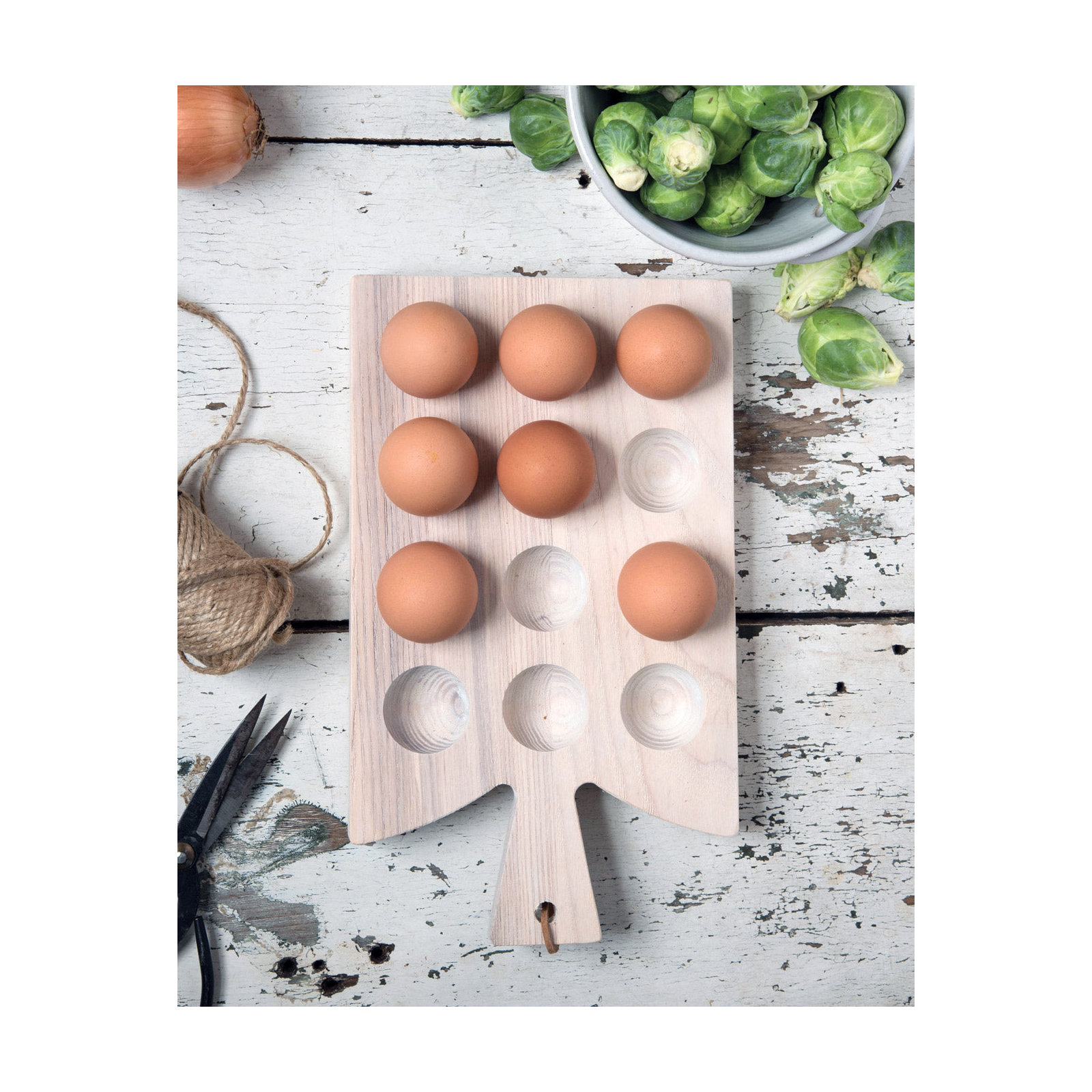 Araucana Paddle Wood Egg Platter, White