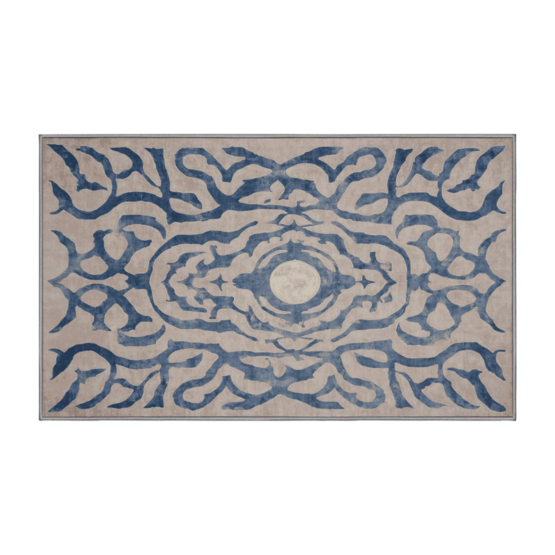 Machine Washable Gray Area Rug, Rectangle 4' x 6'