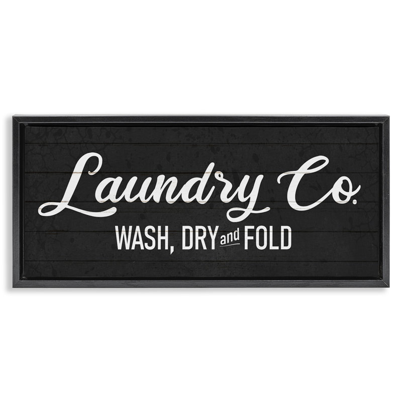 Enseigne Rustic Laundry, Cadre flottant noir de jais, H 14 po x l 31 po