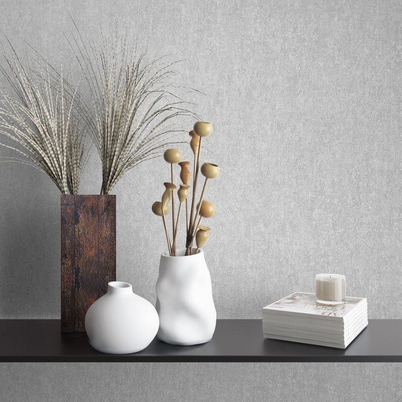 City Romance Collection Distressed Concrete Wallpaper Roll, Silver