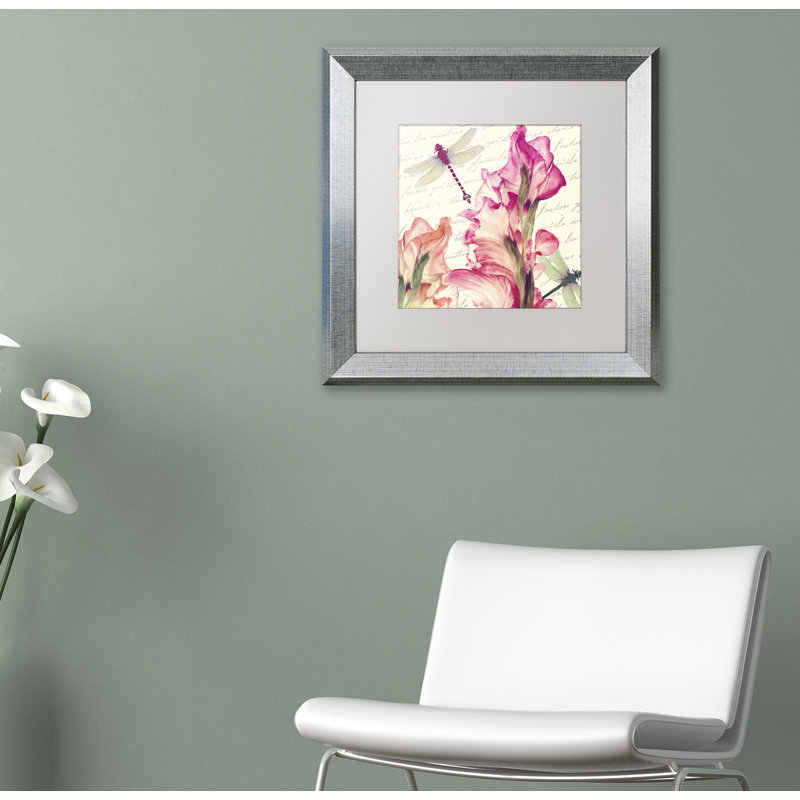 Jadaya «Dragonfly Morning I», impression encadrée, H 11 po x l 14 po x P 0,5 po, Blanc, Toile avec cadre brun