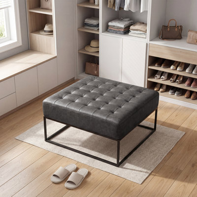 Owen Genuine Leather Square Ottoman