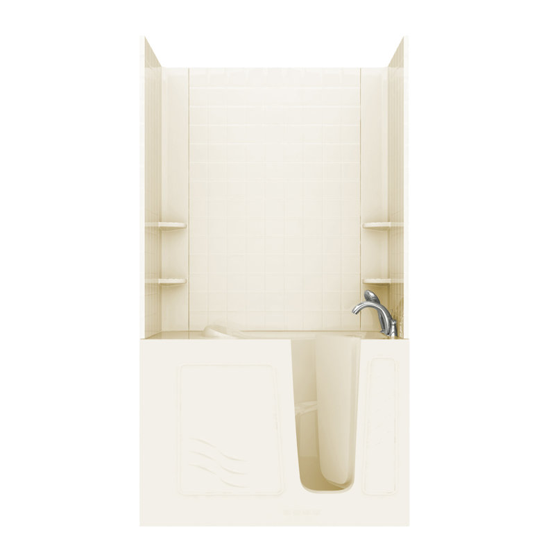 Santa Fe 52.75'' x 26.4'' Walk-in Fiberglass Bathtub with Faucet, Bicuit