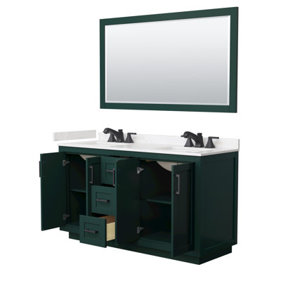 Ensemble de meuble-lavabo double 60 po avec plateau en marbre de culture Miranda