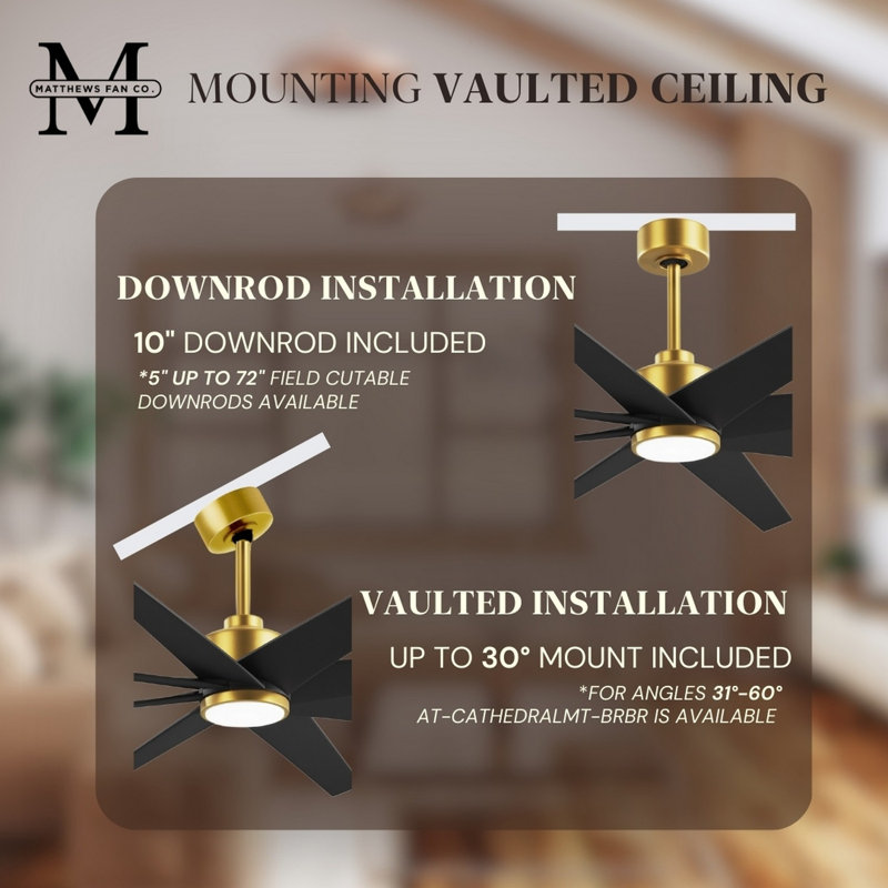 Ariella - Eight Blade Ceiling Fan - Integrated LED - Matte Black Finish - Matte White Blades, Brushed Brass, Matte Black