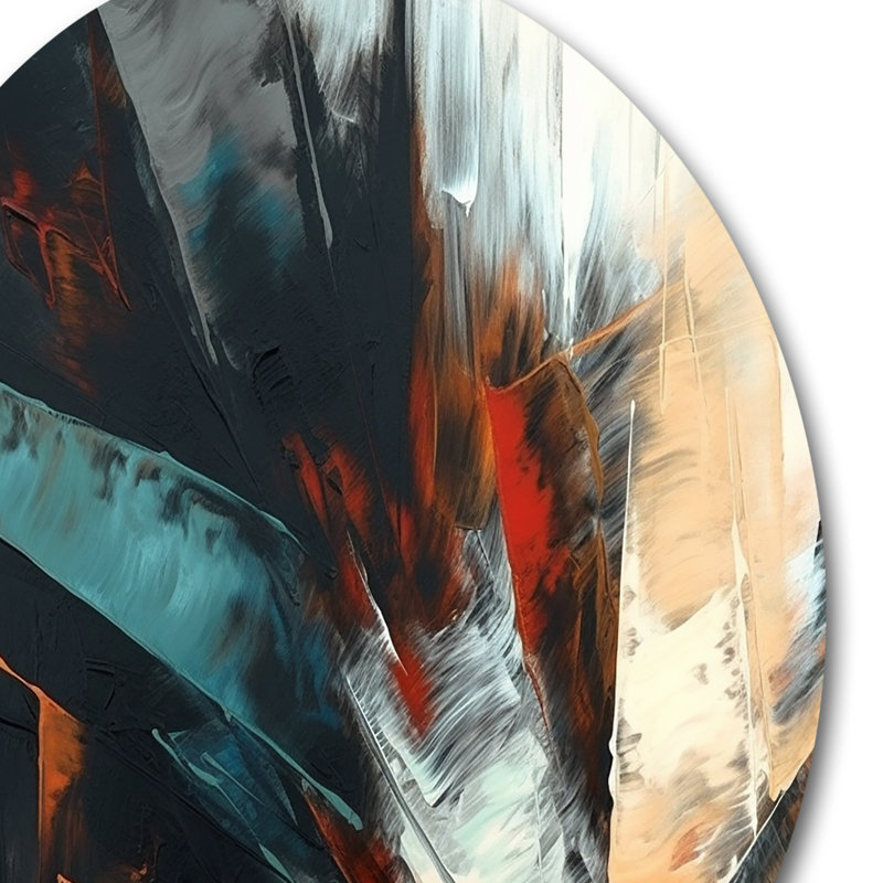Décoration murale abstraite orange et bleu en mélange de couleurs II - Minimalisme, H 36 po x l 36 po x P 1 po