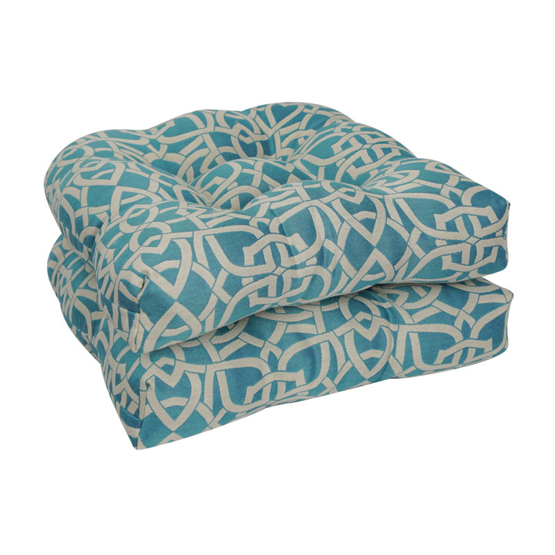 Outdoor 5'' Seat Cushion, Teal/White