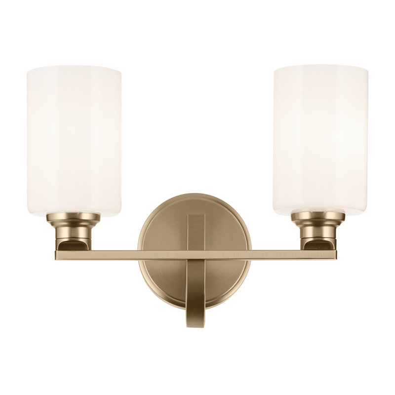 Éclairage pour salle de bain 2 lumières 14,25 po avec verre, Bronze, Opale gravée