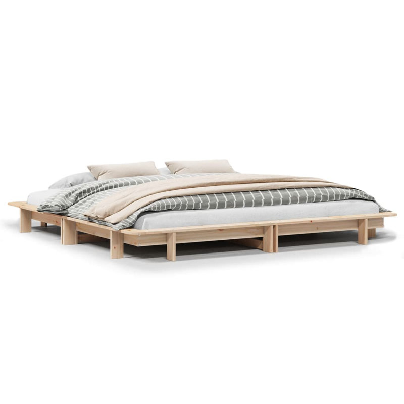 Bed Frame Without Mattress Solid Wood Pine, Super King (6'), Brown