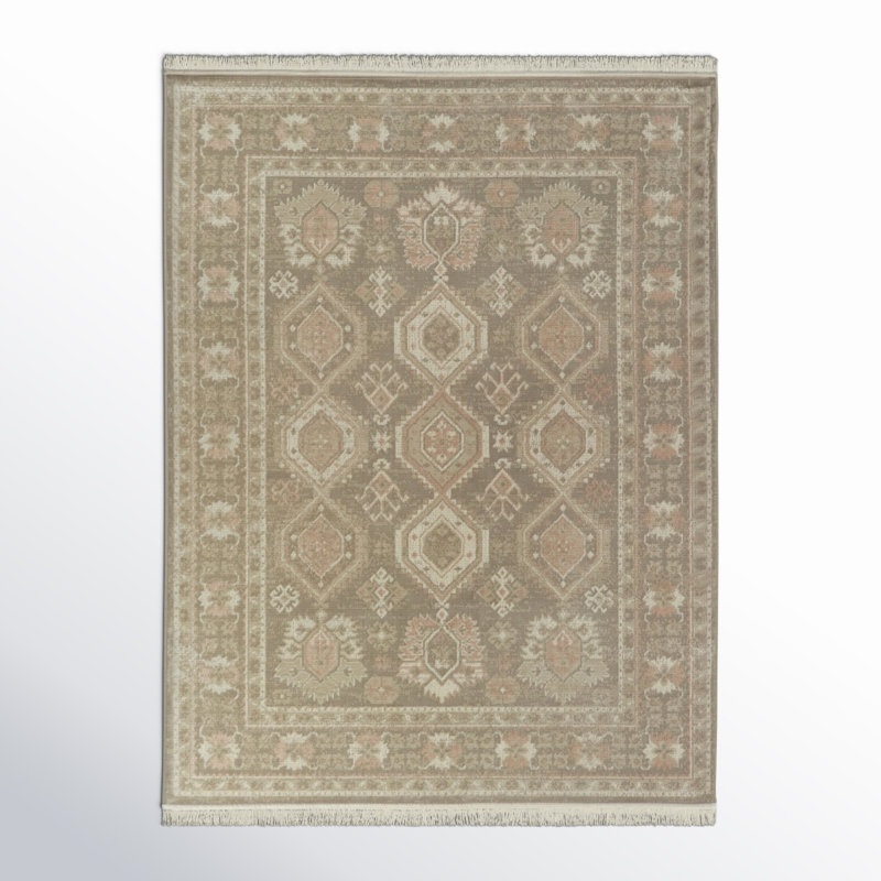 Tapis brun clair / gris recyclé Caro, Rectangle 7 pi 10 po x 10 pi