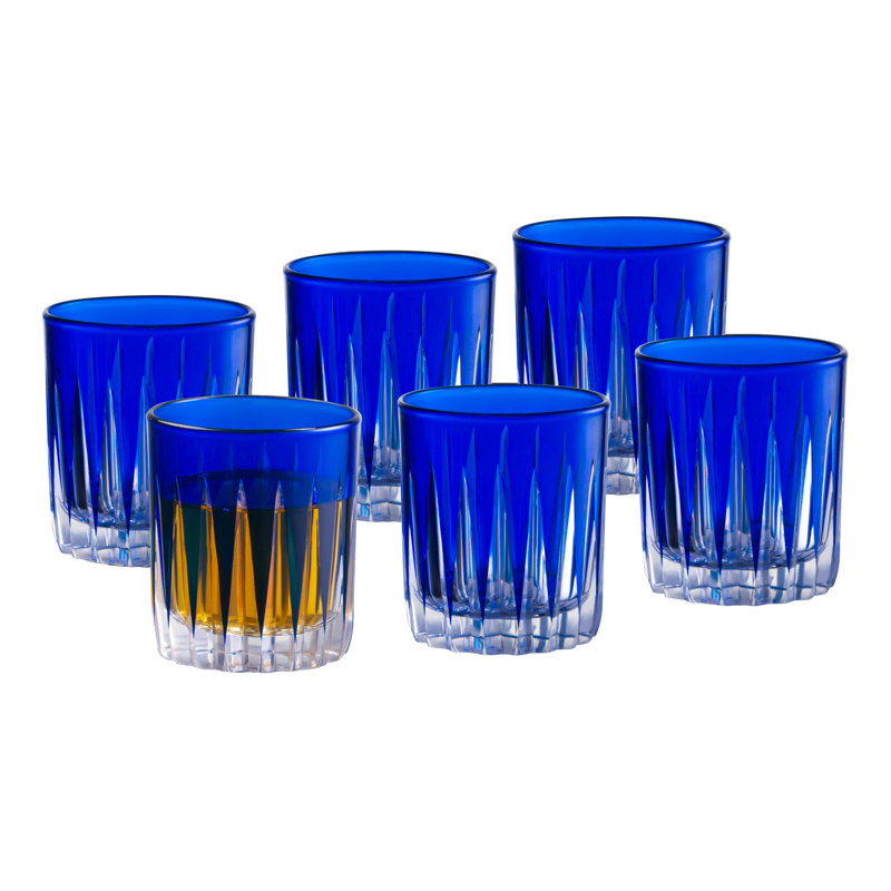 Colored Shot Glass - Blue (Cobalt)  Liquor Glasses - Set of 6 - 2.6 oz., Made in Europe, Blue