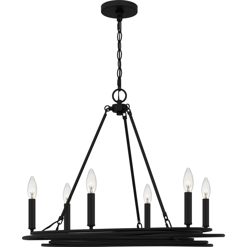 Lustre en roue de chariot à 6 lumières à intensité variable Gerjanne
