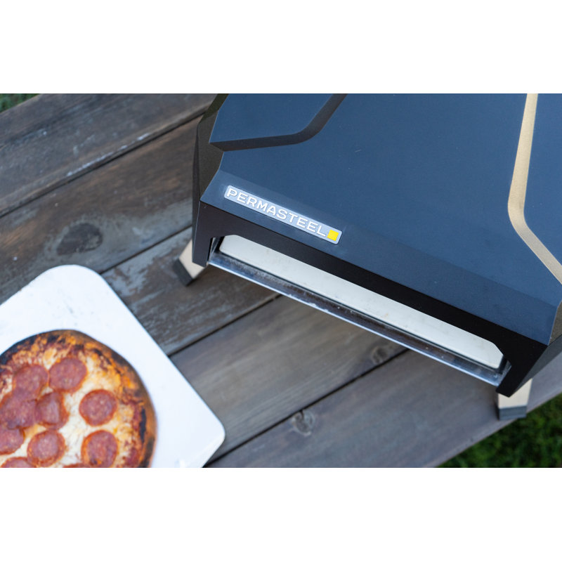 Permasteel Black Aluminum 12-Inch Countertop Gas Pizza Oven with Cover