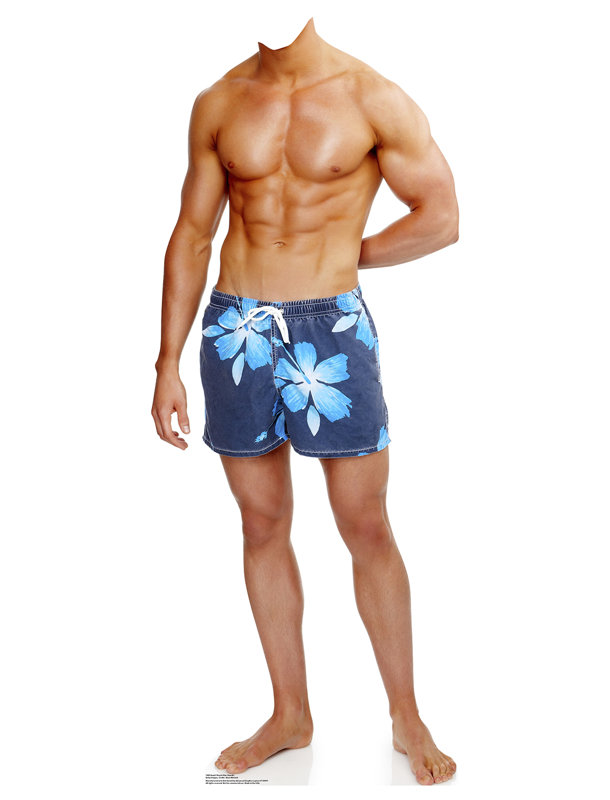 Life-Size Beach Muscle Man Cardboard Stand-in Cutout