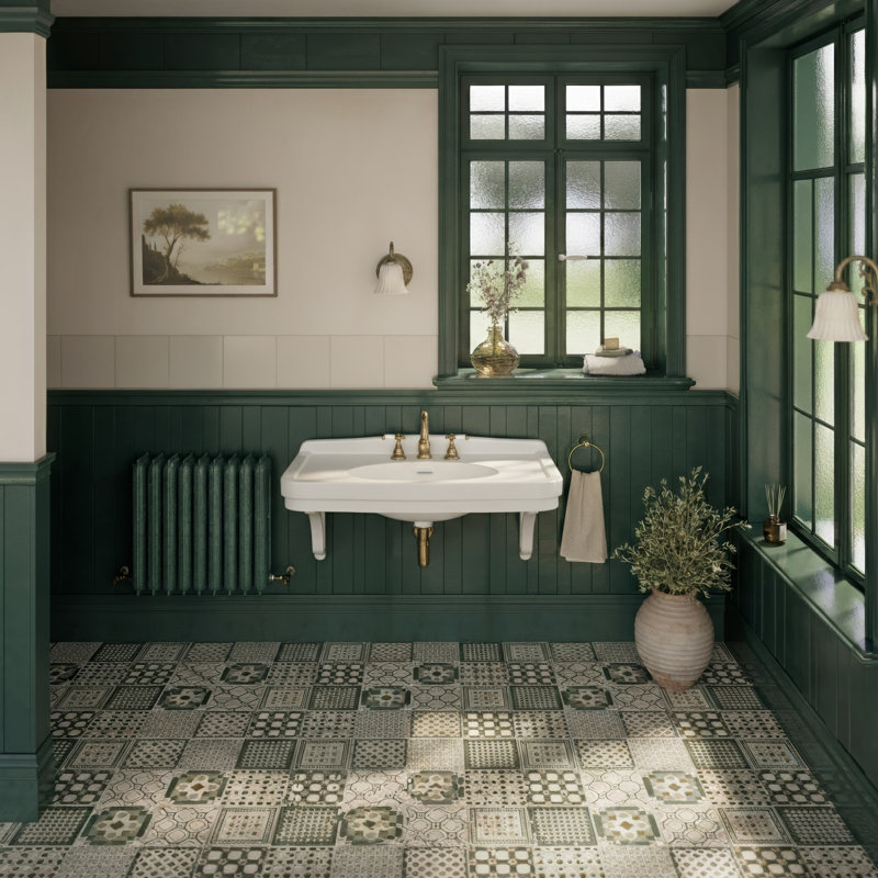 Évier mural Whitehaus de 41 po avec cuve ovale intégrée, dosseret bas, garniture décorative et trop-plein