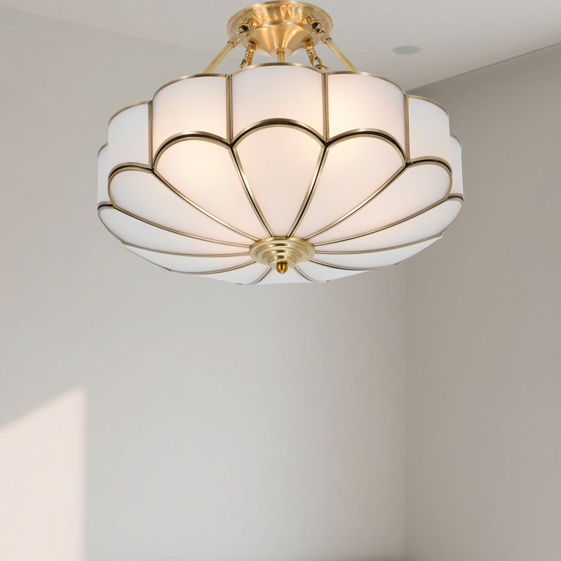 18.5" Gold Modern Flower Chandelier With Acrylic Shades, 4-light E26, Dimmable Pendant Light For Bedroom, Study, Or Small Living Room