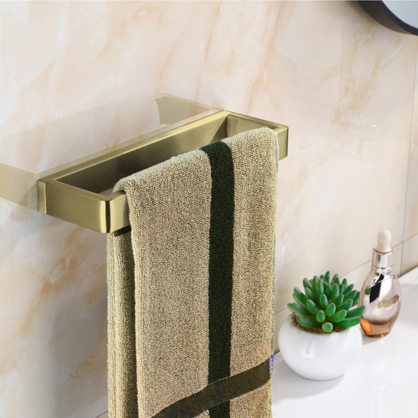 9.75 in. L x 10.5 in. H x 26.3 in. W Towel Bathroom Shelf in Brass 9.75 in. L x 10.5 in. H x 26.3 in. W Towel Bathroom Shelf in Brass
