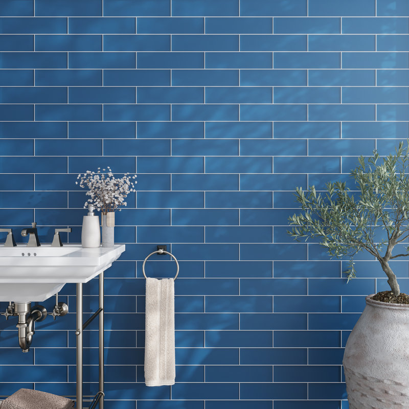 3"X 12" Matte Finished Glass Subway Tile, Light Blue