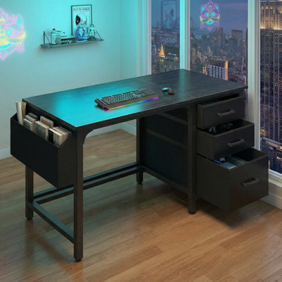 White 47-Inch Flip-Up Computer Desk With Fabric File Drawer: Modern Minimalist Style, Convenient Storage, Spacious Legroom, Suitable For Bedrooms, Small Home Offices, Clean, Bright, And Space-Saving.