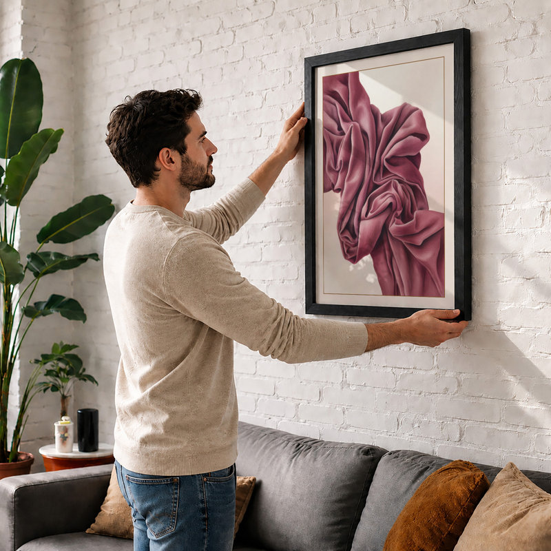 Burgundy Silks Minimalist - Framed Print, Unframed, A1 - 84.1 x 59.4 cm