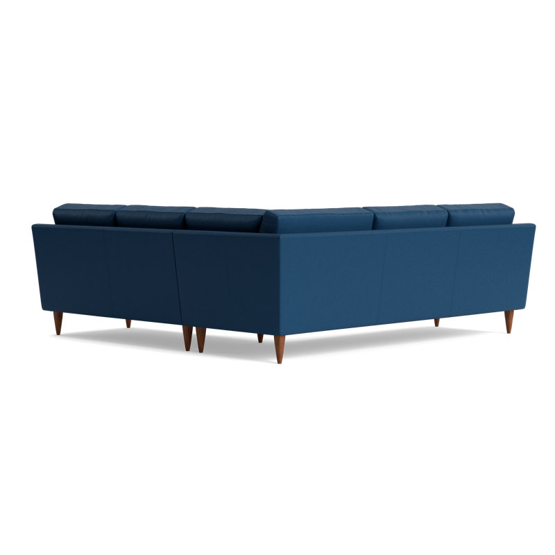 MCM Leather Sectional, Bison Deep Blue Top Grain Leather, Left Hand Facing