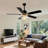 52" Modern Large Ceiling Fan with Light Kit and Remote 6-speed Reversible Motor with Glass Shade-1636376172