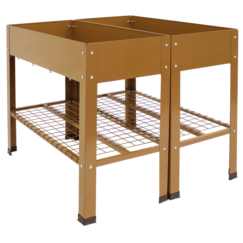 Pinero Galvanized Steel Raised Garden Bed Set of 2 - Brown, Brown, 31.75"H x 35.5"W x 15.75"D