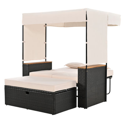 Banc d'extérieur 2 pièces en rotin