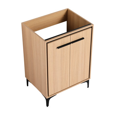 Meuble-lavabo de 24 po sans lavabo supérieur - Armoire spacieuse avec portes à fermeture douce de conception américaine, bois d'ingénierie pour une fonction de rangement moderne qui reste propre et organisé