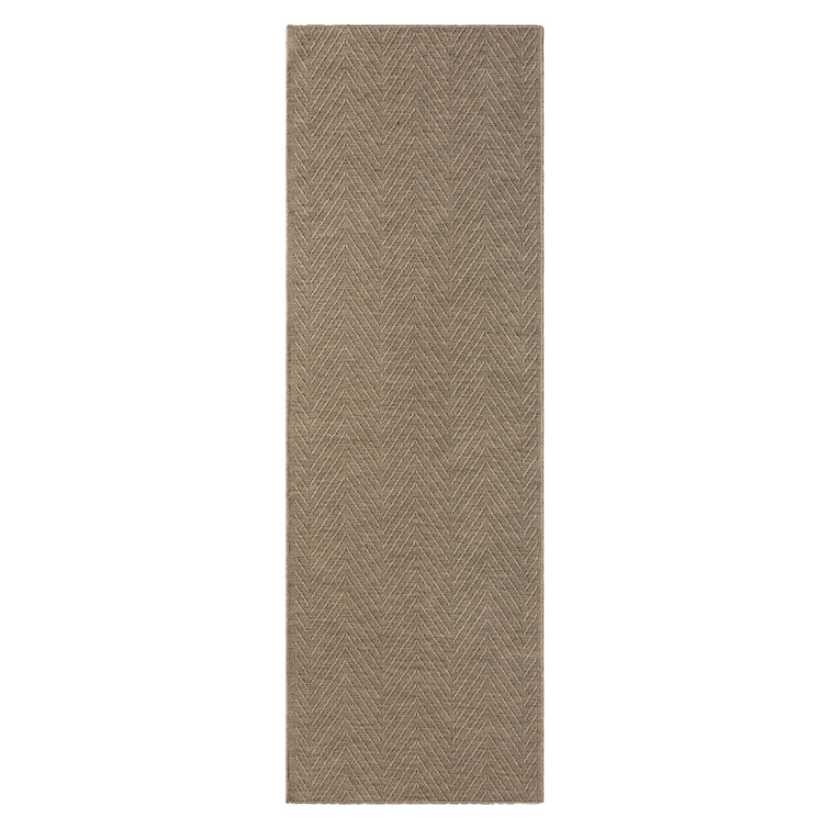 TOWN & COUNTRY BASICS Pax Herringbone Textured Solid Machine Washable Area Rug Brown