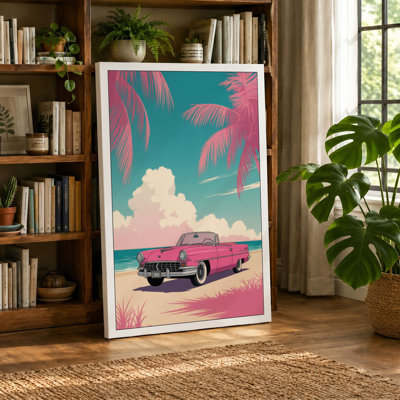Tropical Convertible Dream Retro 1 Piece Wrapped Canvas Wall Art