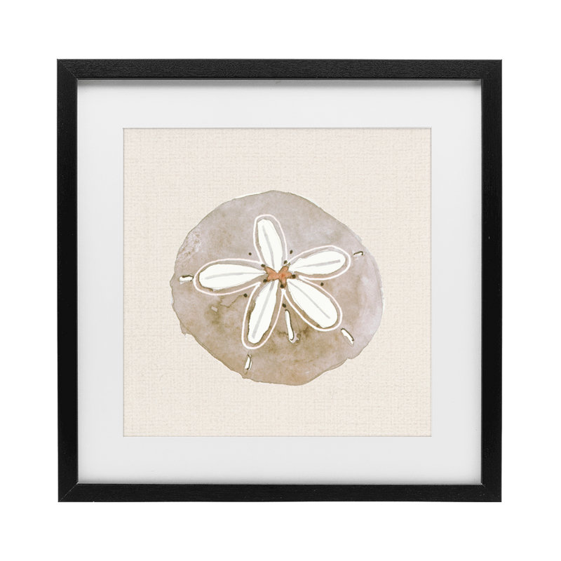 «Serene Beige Sand Sand», reproduction sous verre encadrée, design par Lanie Loreth, H 13 po x l 13 po, Cadre noir minuit
